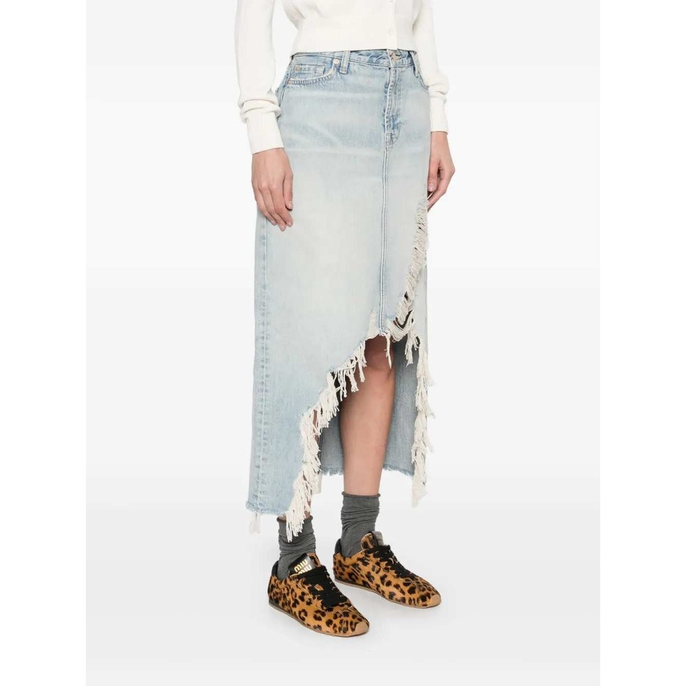 7 For All Mankind Distressed Asymmetrical Denim Maxi Skirt Size 27 - Picture 4 of 13